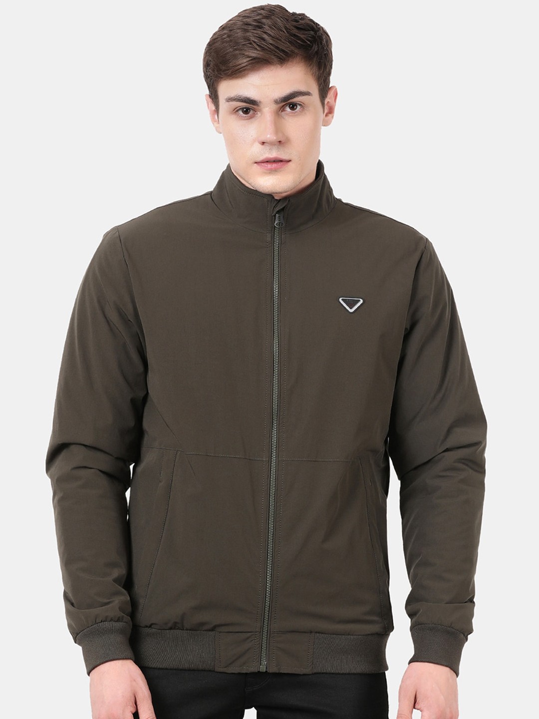 

t-base Men Olive Green Windcheater Bomber Jacket