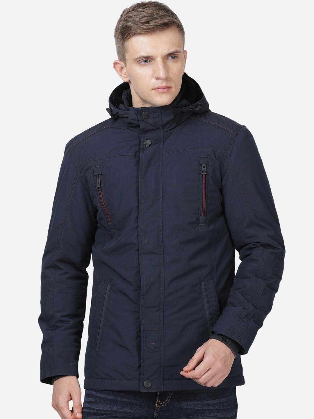 

t-base Men Navy Blue Windcheater Bomber Jacket