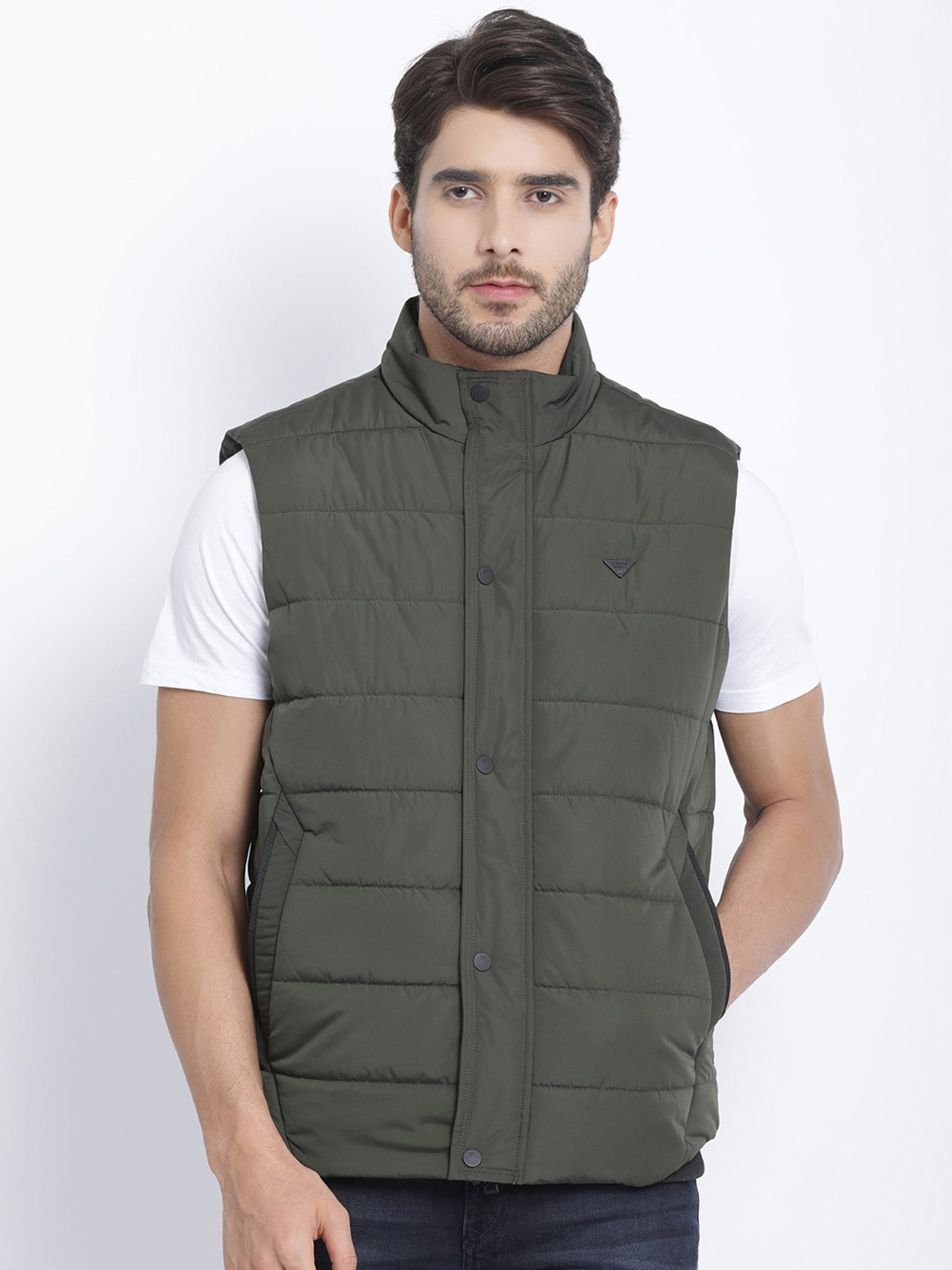 

t-base Men Green Windcheater Puffer Jacket