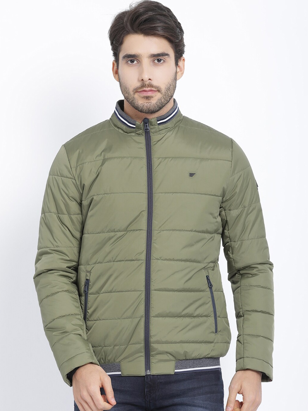 

t-base Men Olive Green Windcheater Puffer Jacket