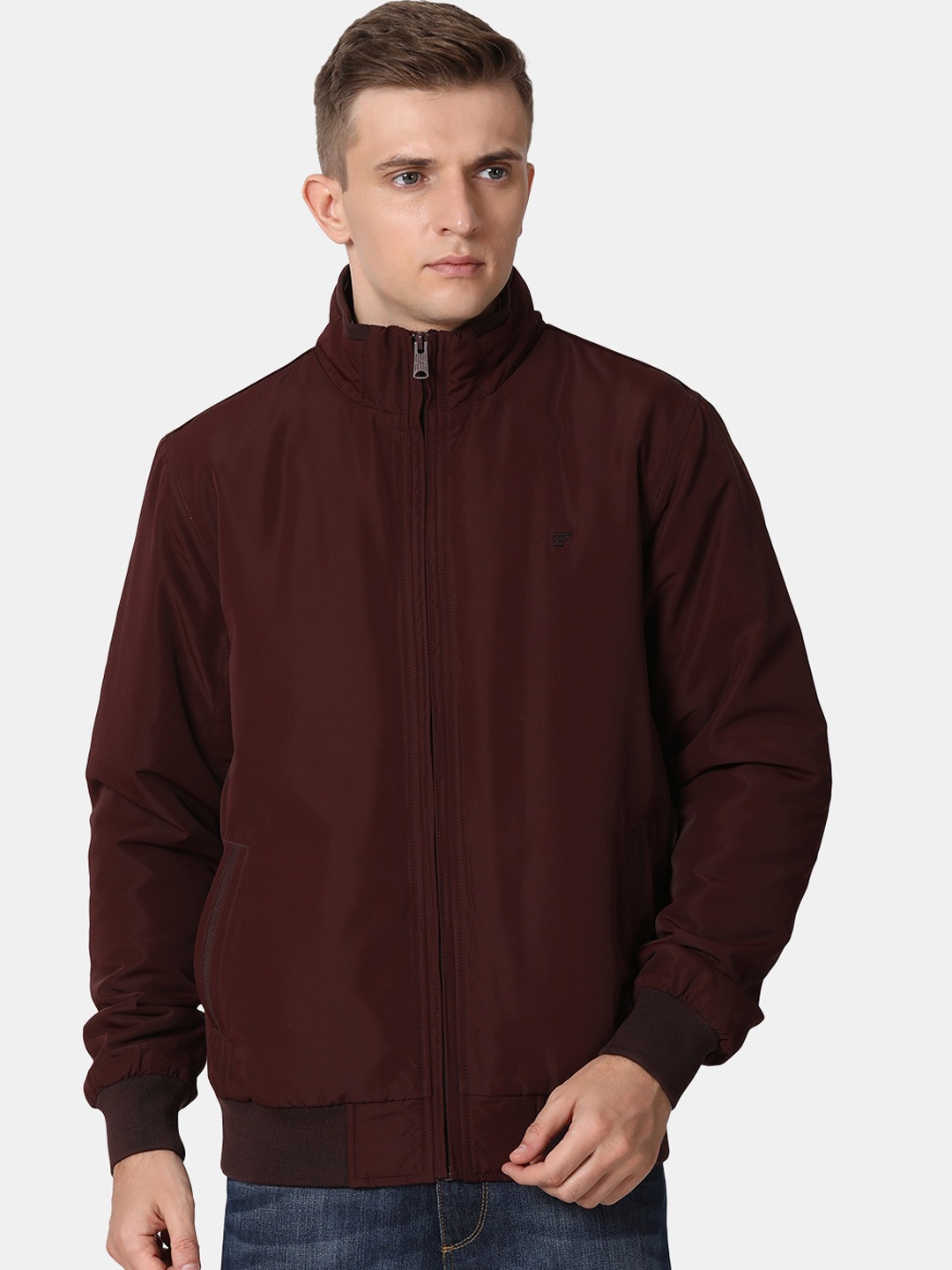 

t-base Men Burgundy Windcheater Bomber Jacket