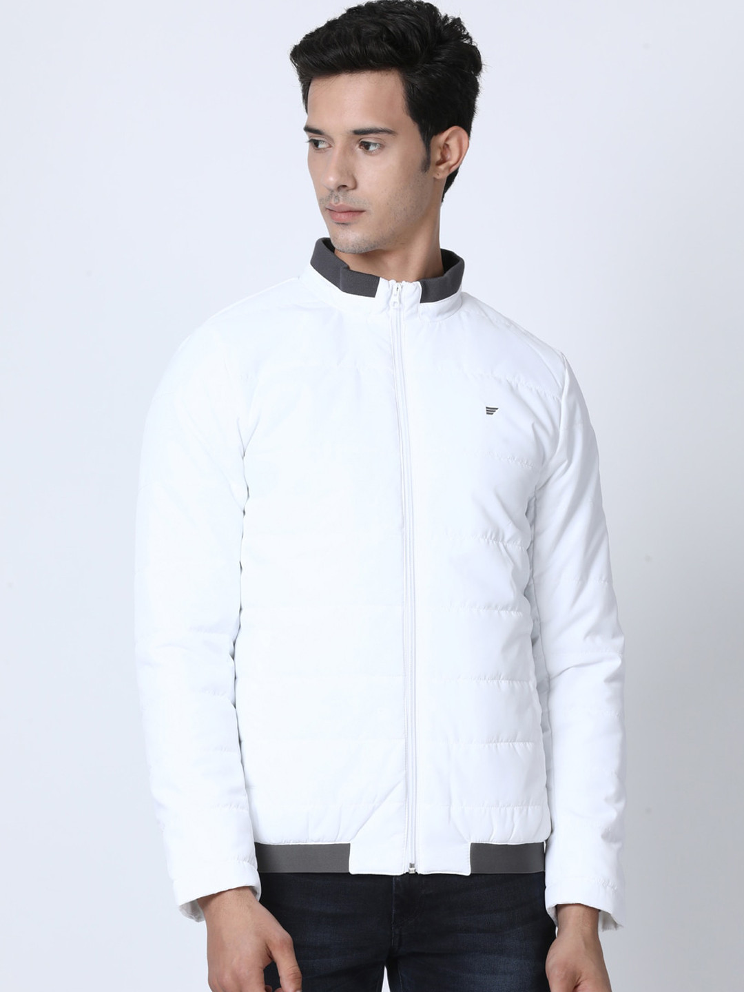 

t-base Men White Windcheater Puffer Jacket