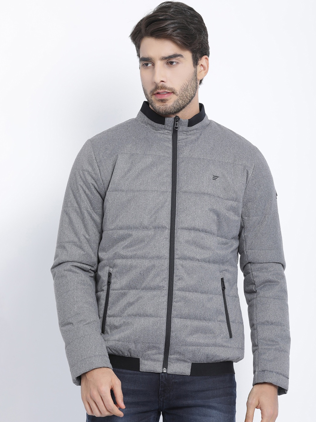 

t-base Men Grey Windcheater Padded Jacket