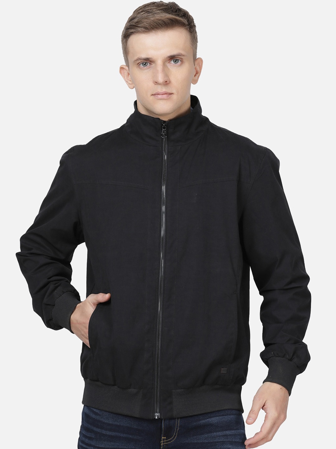 

t-base Men Black Windcheater Bomber Jacket