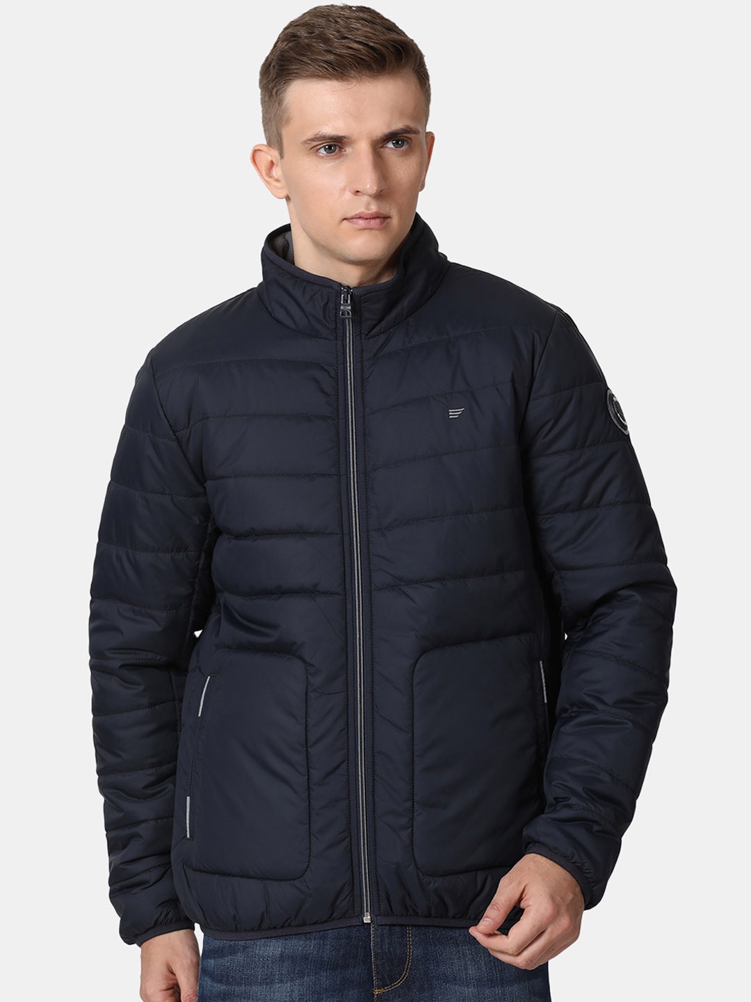 

t-base Men Navy Blue Windcheater Padded Jacket