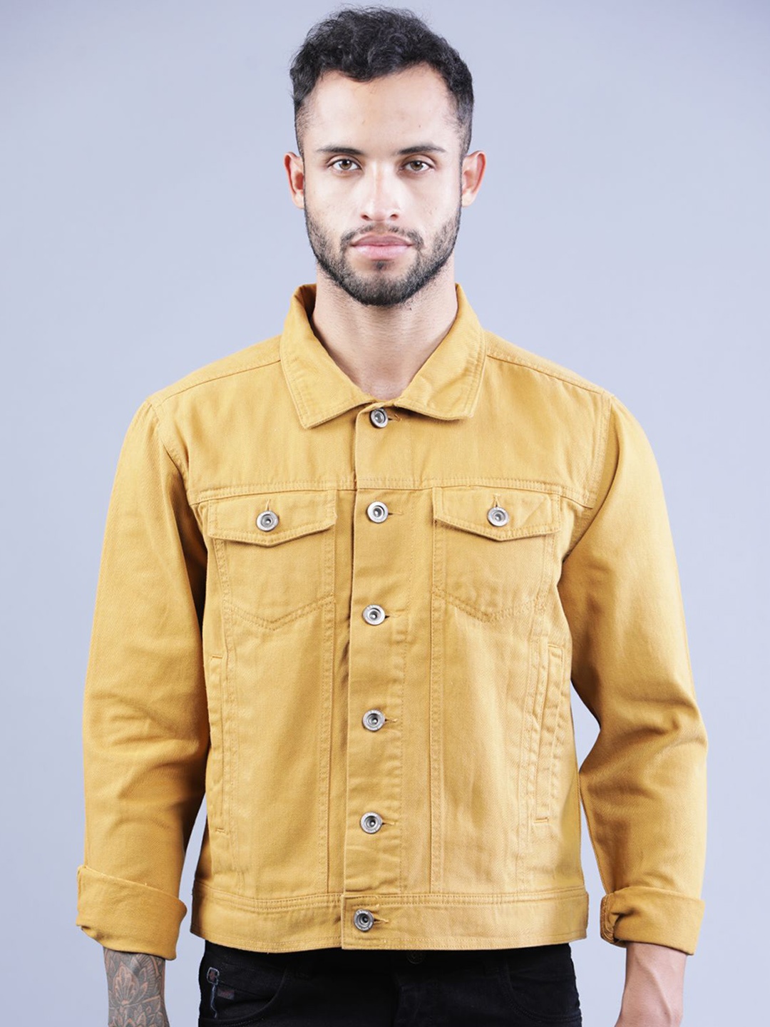 

t-base Men Denim Jacket, Mustard