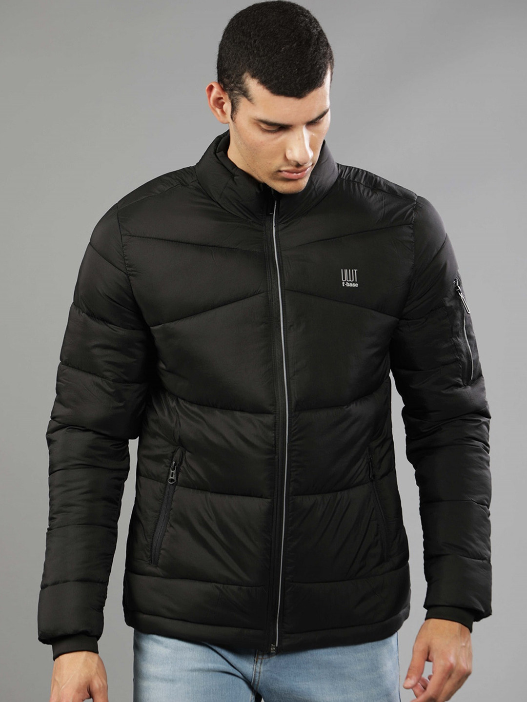 

t-base Men Black Windcheater Puffer Jacket