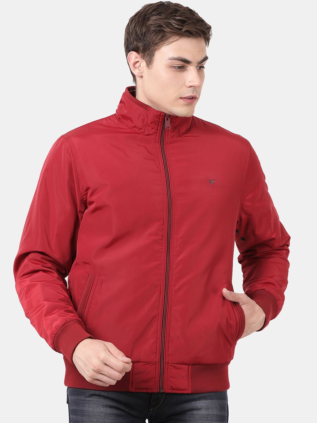

t-base Men Red Windcheater Bomber Jacket
