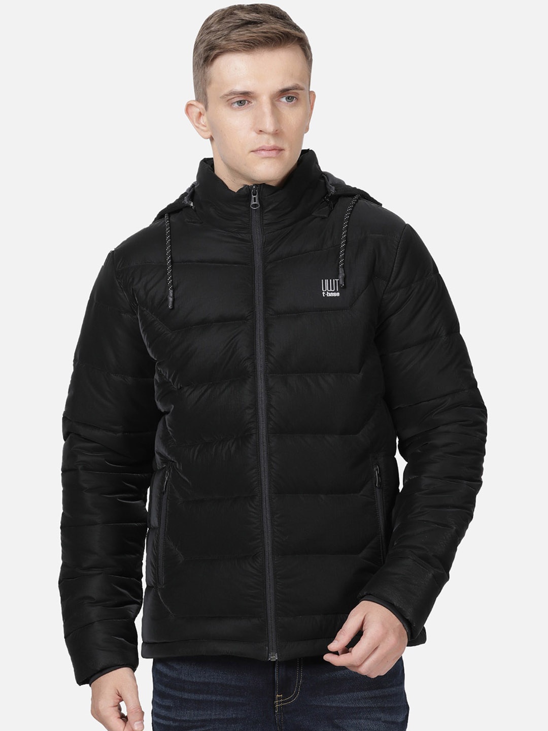 

t-base Men Black Windcheater Puffer Jacket
