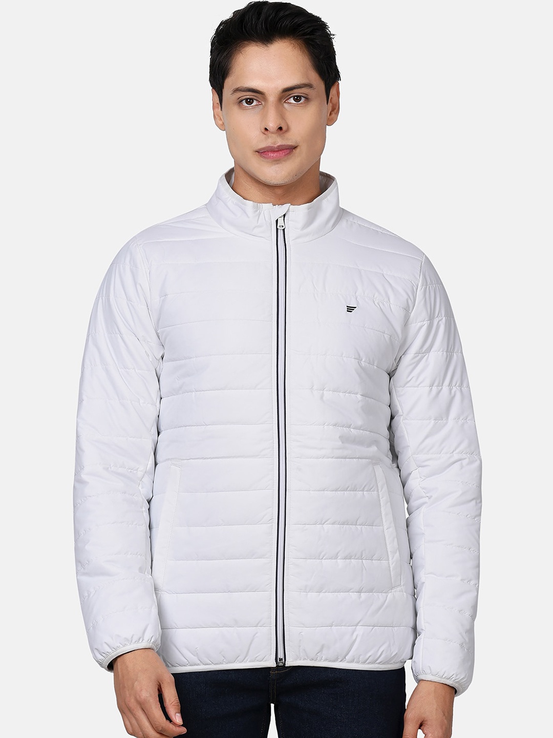 

t-base Men White Windcheater Puffer Jacket