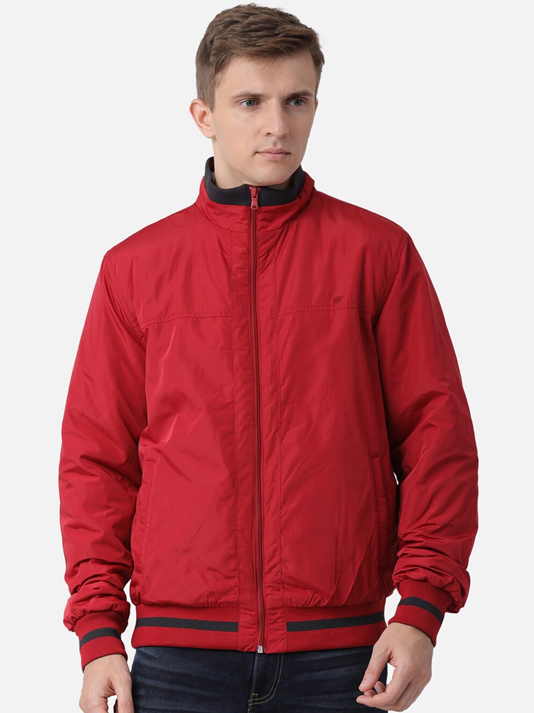 

t-base Men Red Windcheater Bomber Jacket