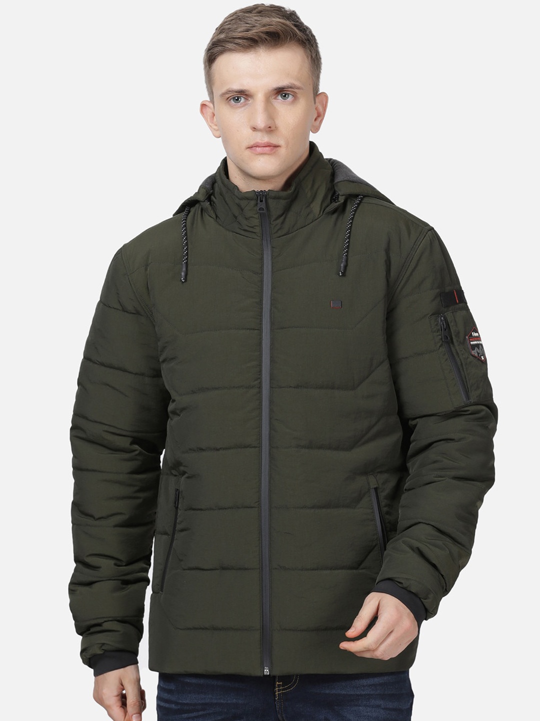 

t-base Men Olive Green Windcheater Puffer Jacket