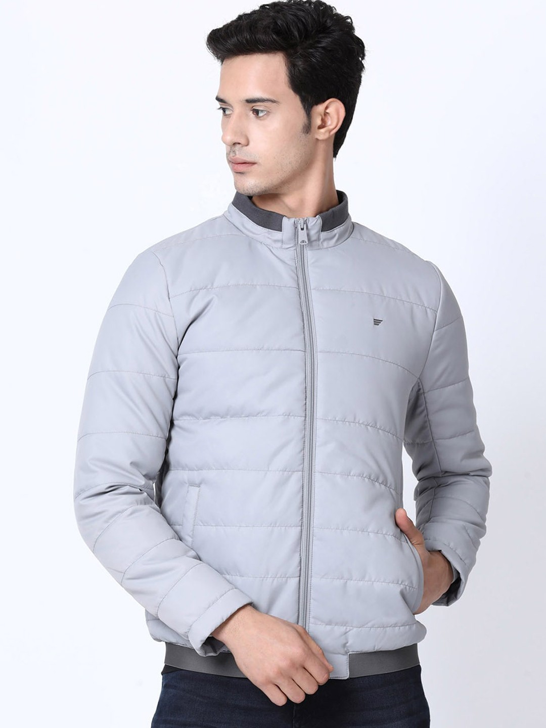 

t-base Men Grey Windcheater Puffer Jacket