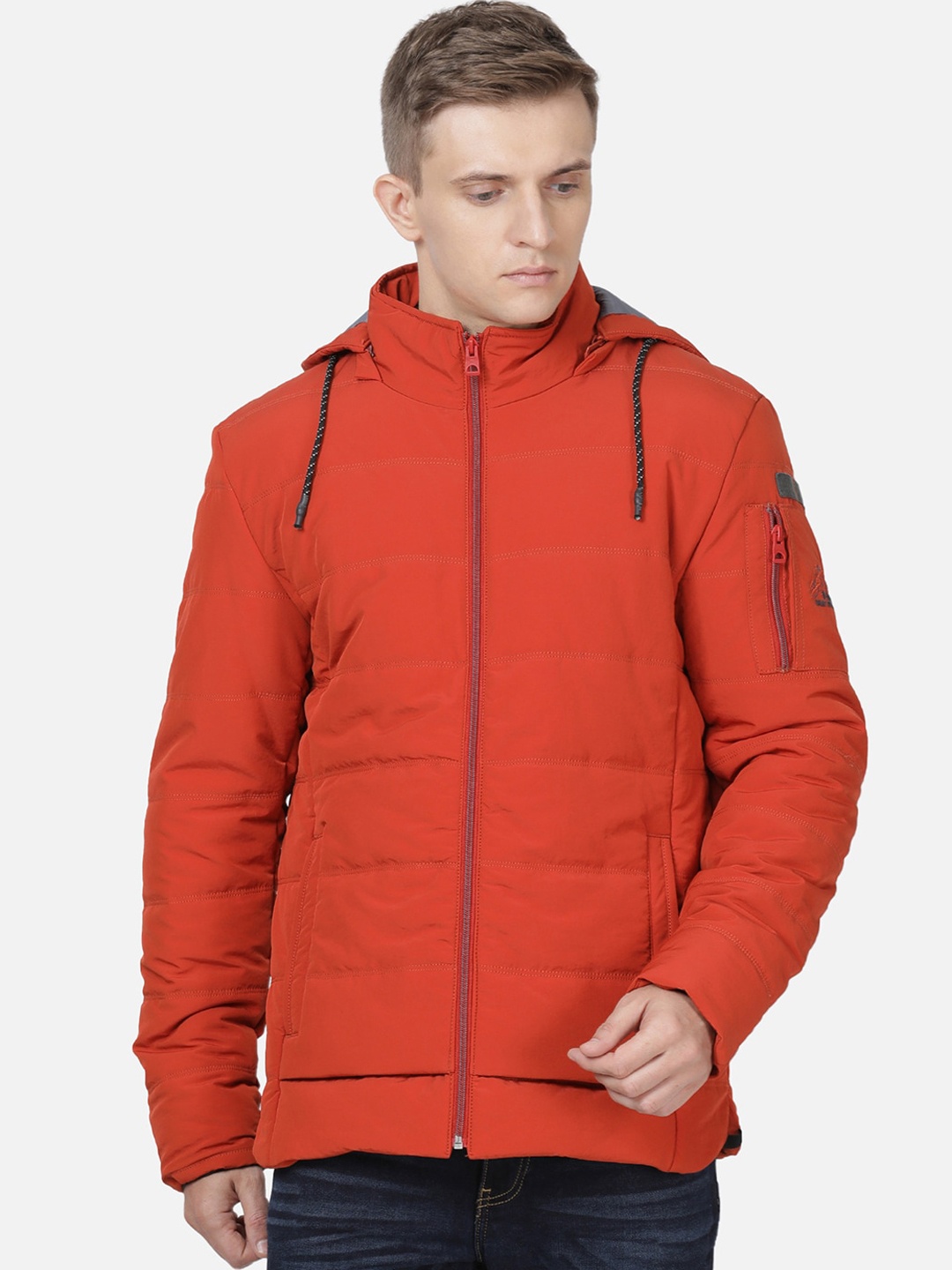 

t-base Men Orange Windcheater Puffer Jacket