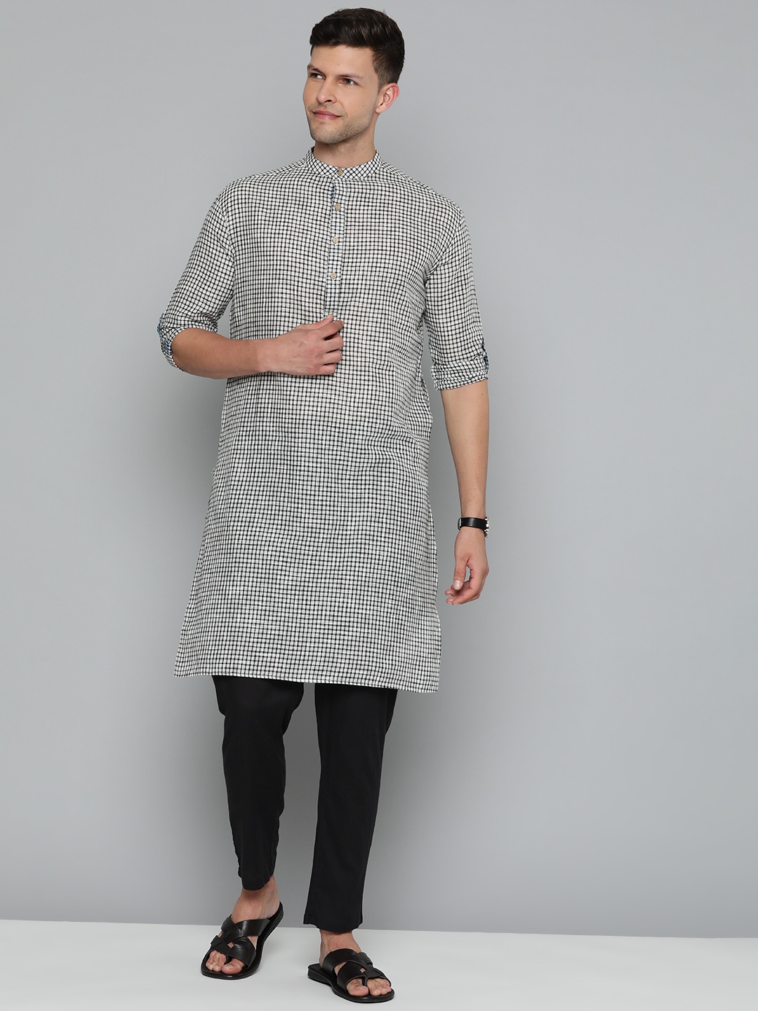 

HERE&NOW Men Multicoloured Checked Kurta, Multi