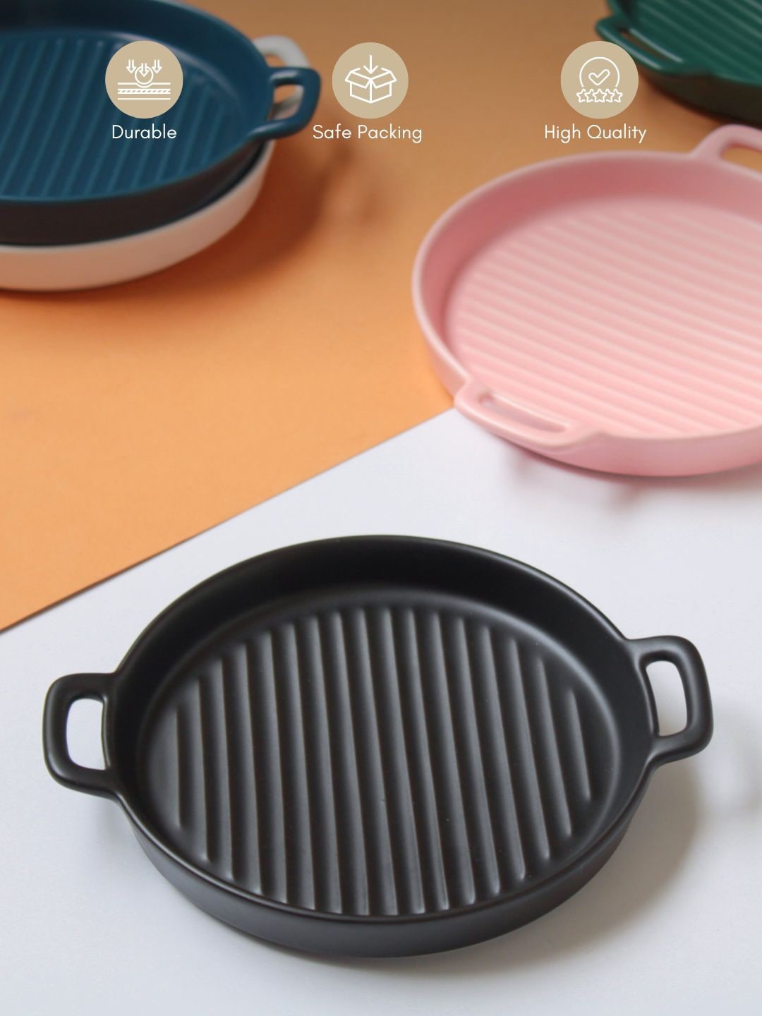 

Nestasia Black Textured Round Oven Plate