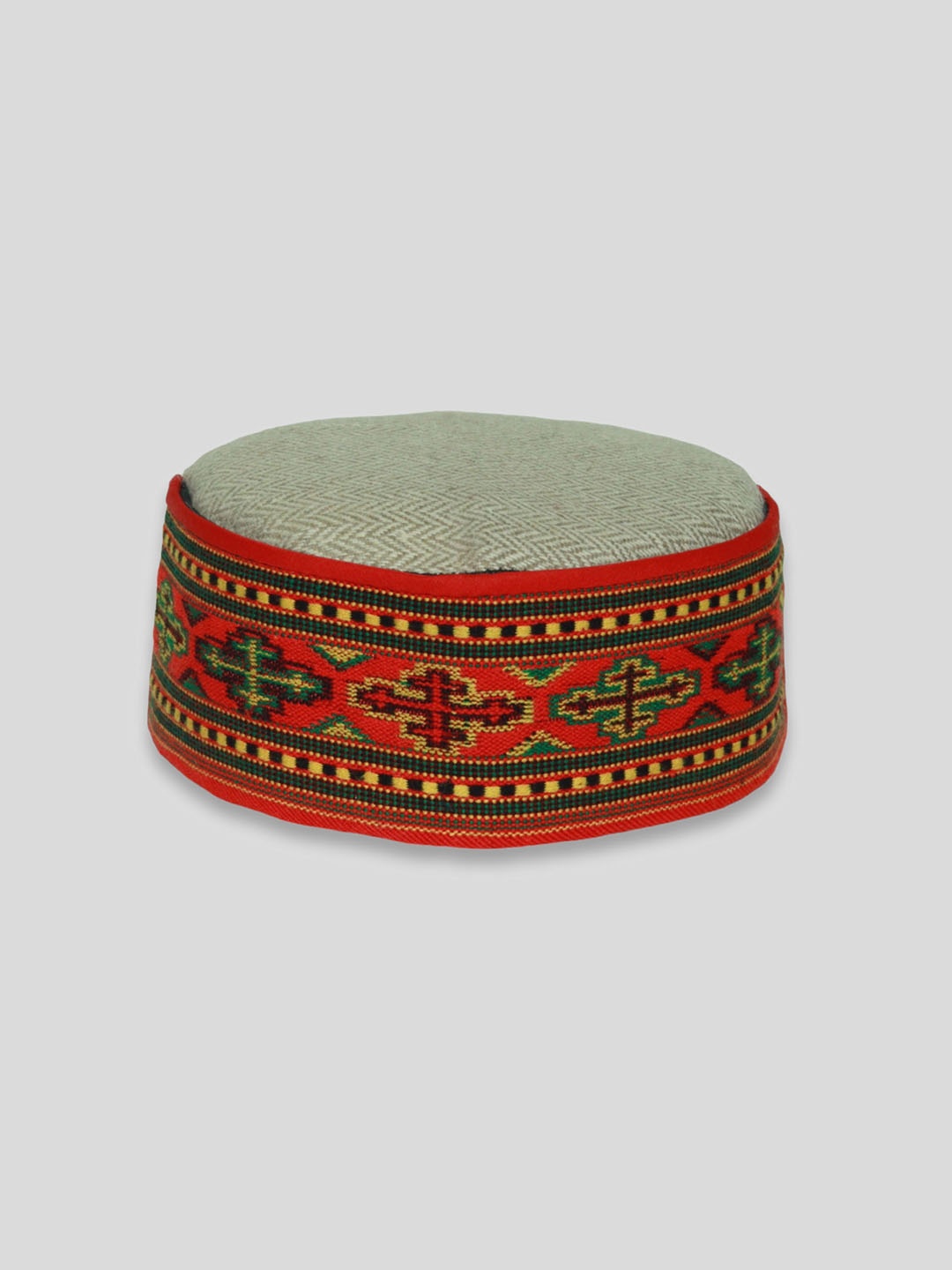 

Vastraa Fusion Unisex Red & Pink Embroidered Pure Wool Himachali Cap