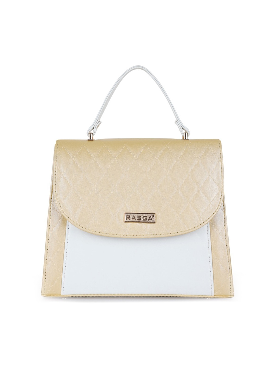 

RASGA White Colourblocked PU Swagger Satchel with Quilted