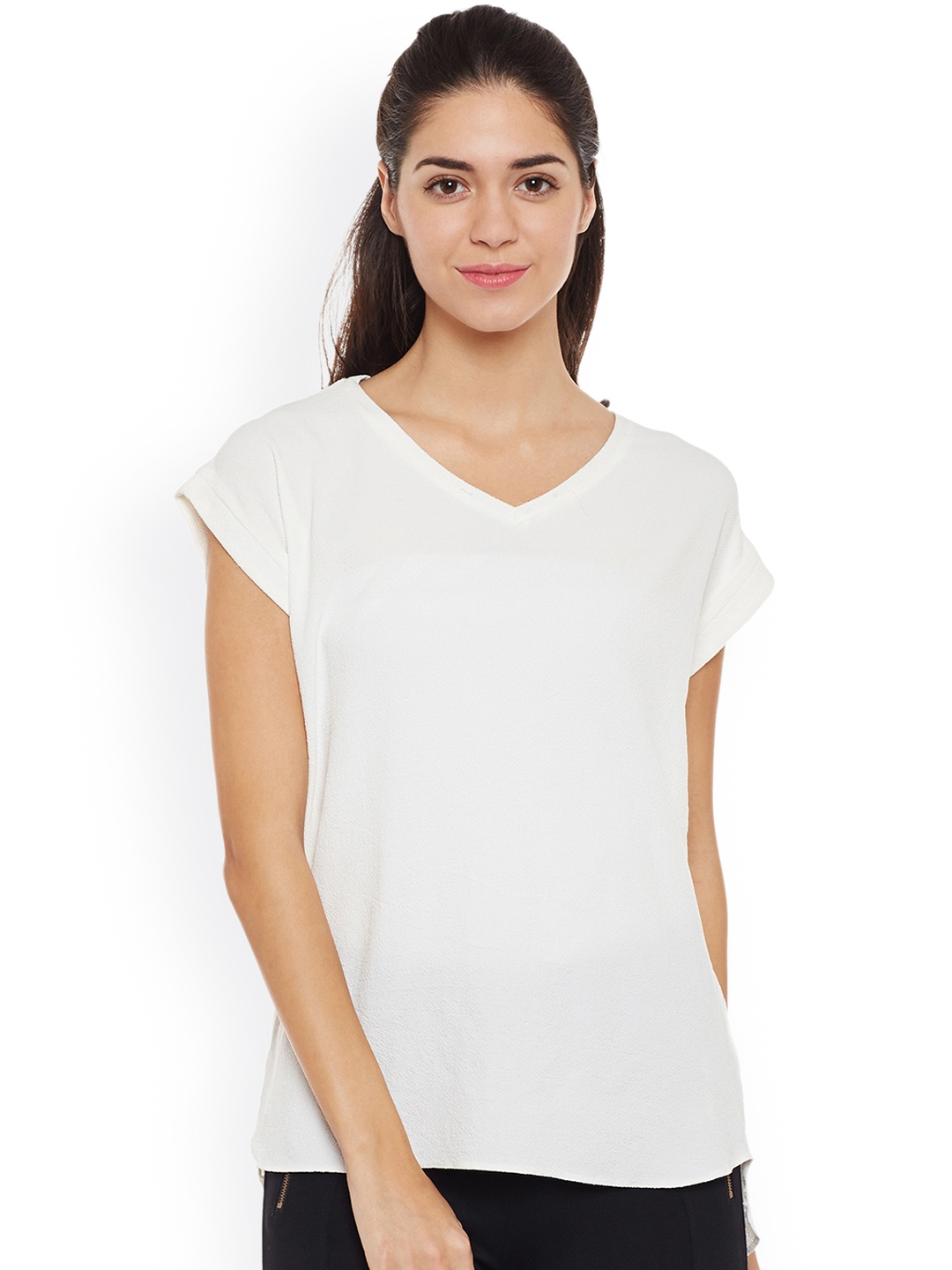 

WISSTLER Women Off-White Solid Top