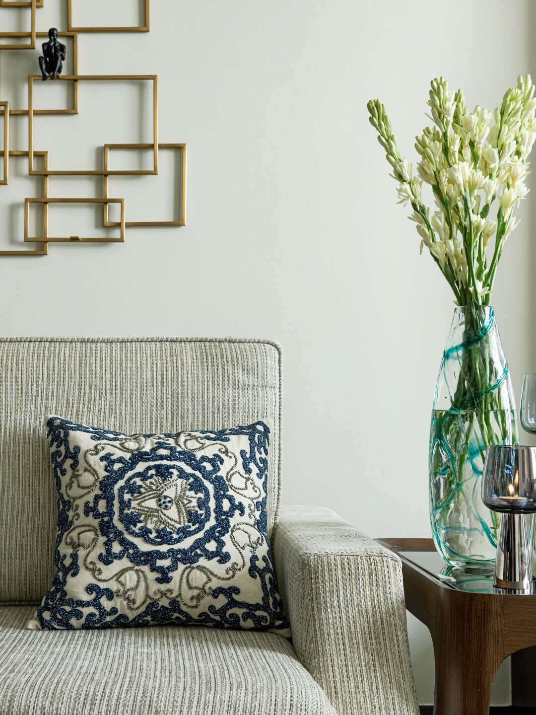 

Amoliconcepts Blue & Cream-Coloured Embroidered Square Cushion Covers