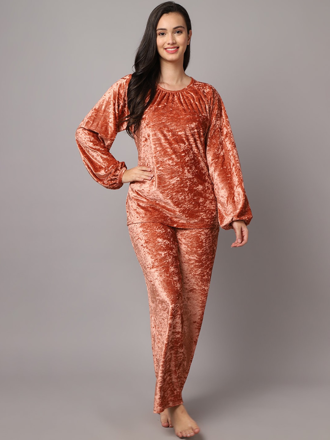

Kanvin Women Rust Printed Night suit
