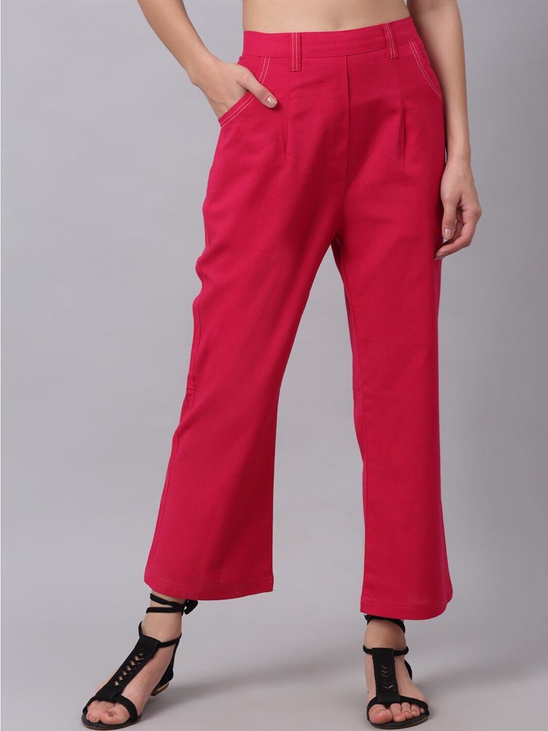

NEUDIS Women Fuchsia Cotton Trousers