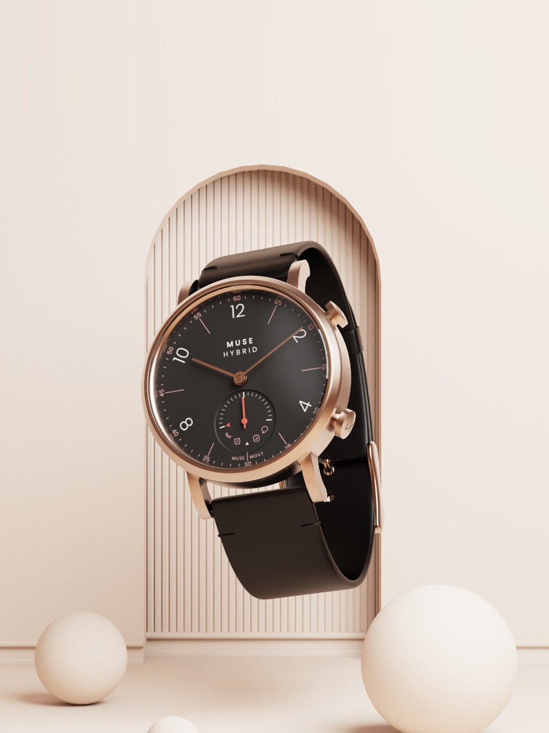 

MUSE Unisex Rose Gold-Toned & Black Solid Smart Watches