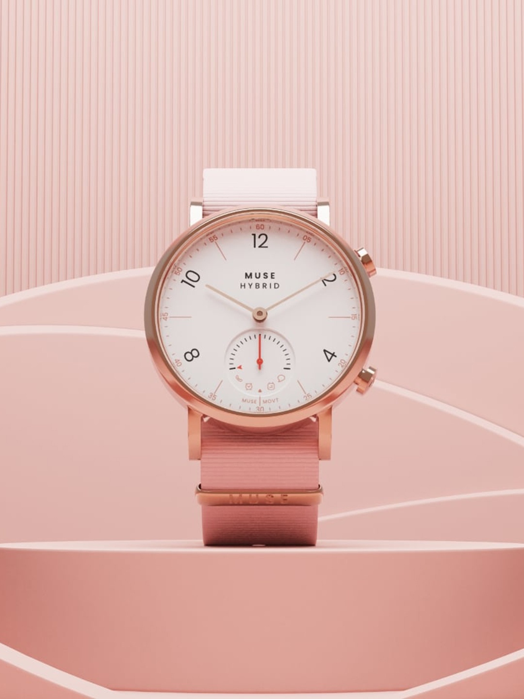 

MUSE Rose Gold-Toned Solid Hybrid Smart Watches MMT-RG36-WHRGBK-NA-PKRG18-White