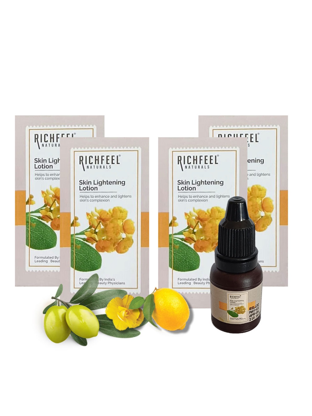 

Richfeel Lemon and Cucumber Skin Lightening Lotion 10 ml Pack of 4, Na