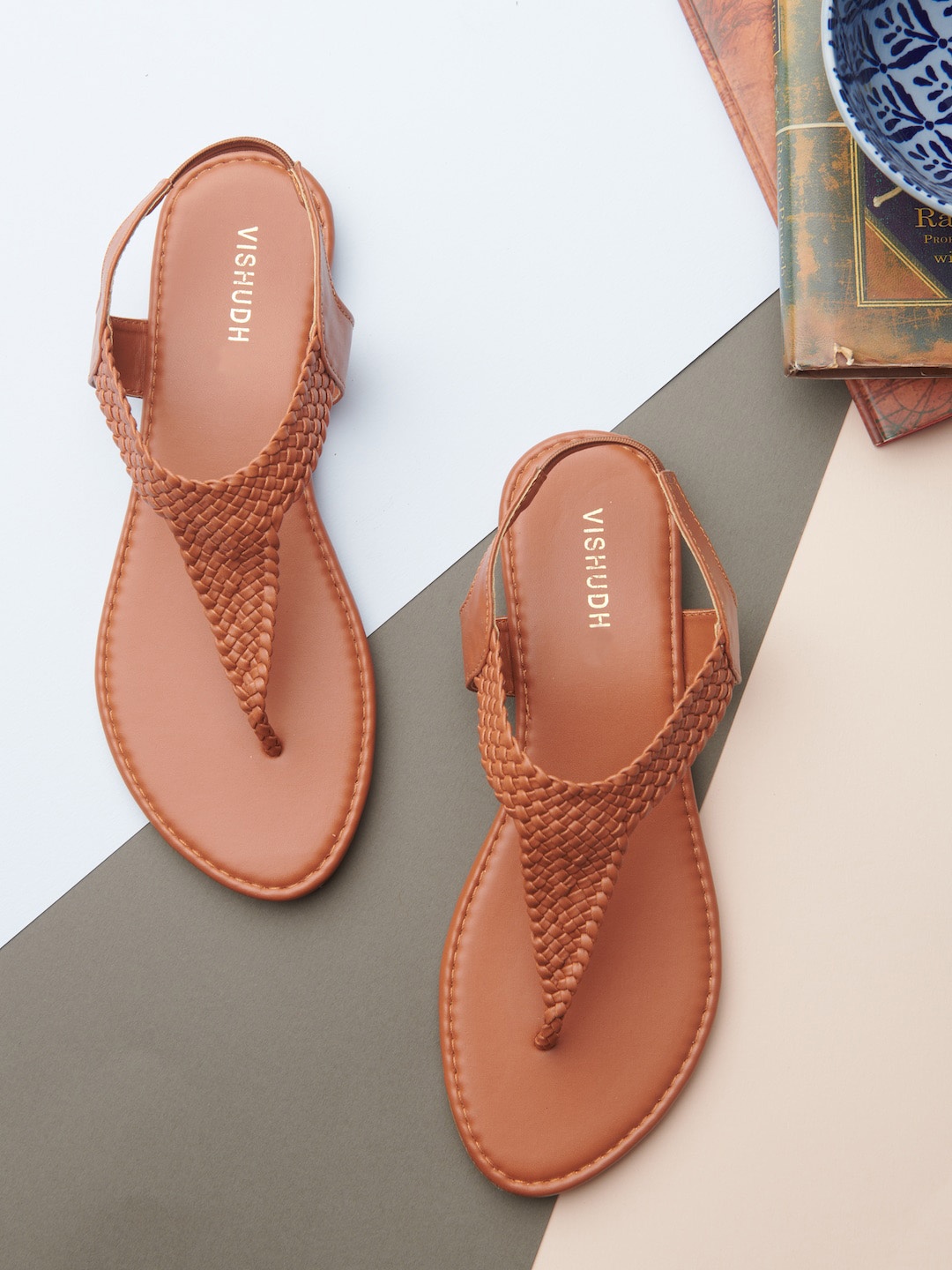 

Vishudh Women Brown Open Toe Flats with Laser Cuts