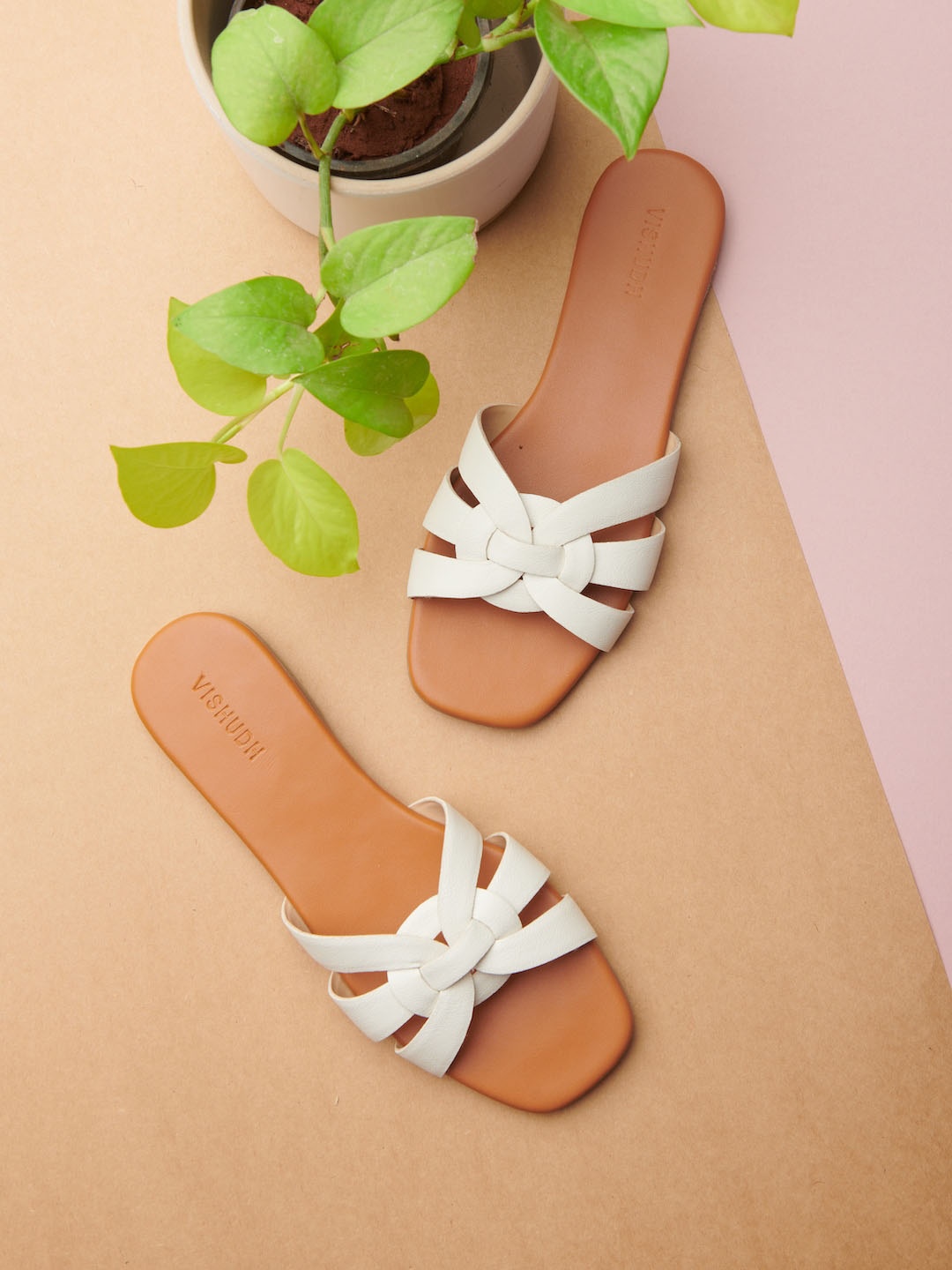 

Vishudh Women Open Toe Flats with Bows, White