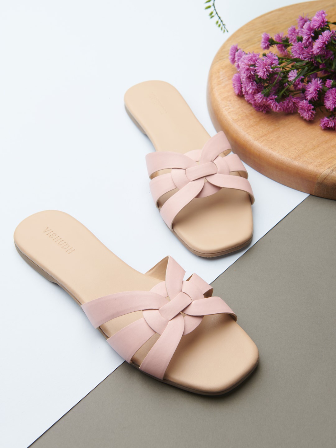 

Vishudh Women Pink Open Toe Flats with Bows