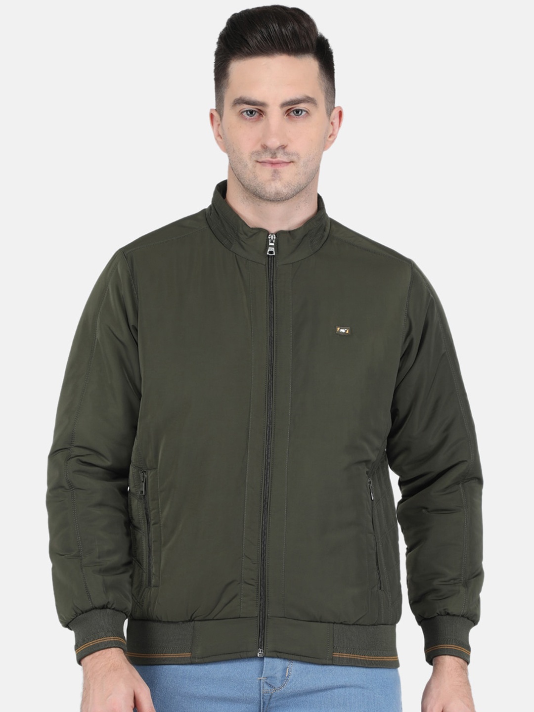 

Monte Carlo Men Olive Green Solid Bomber Jacket