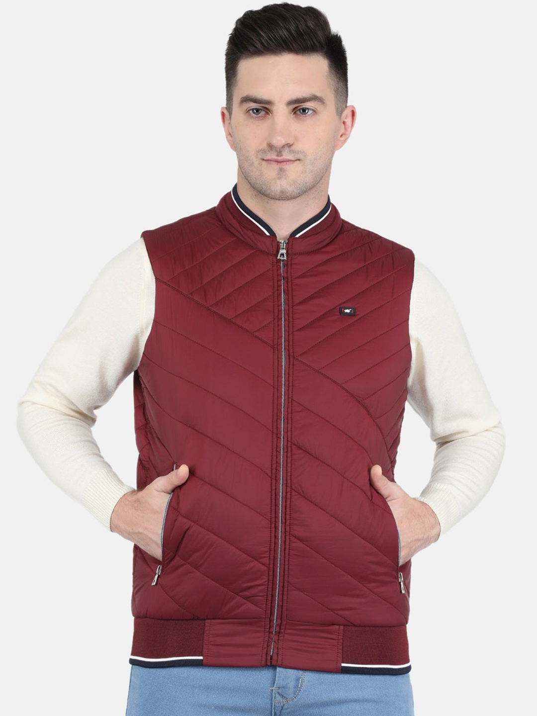 

Monte Carlo Men Maroon Sleeveless Quilted Jacket