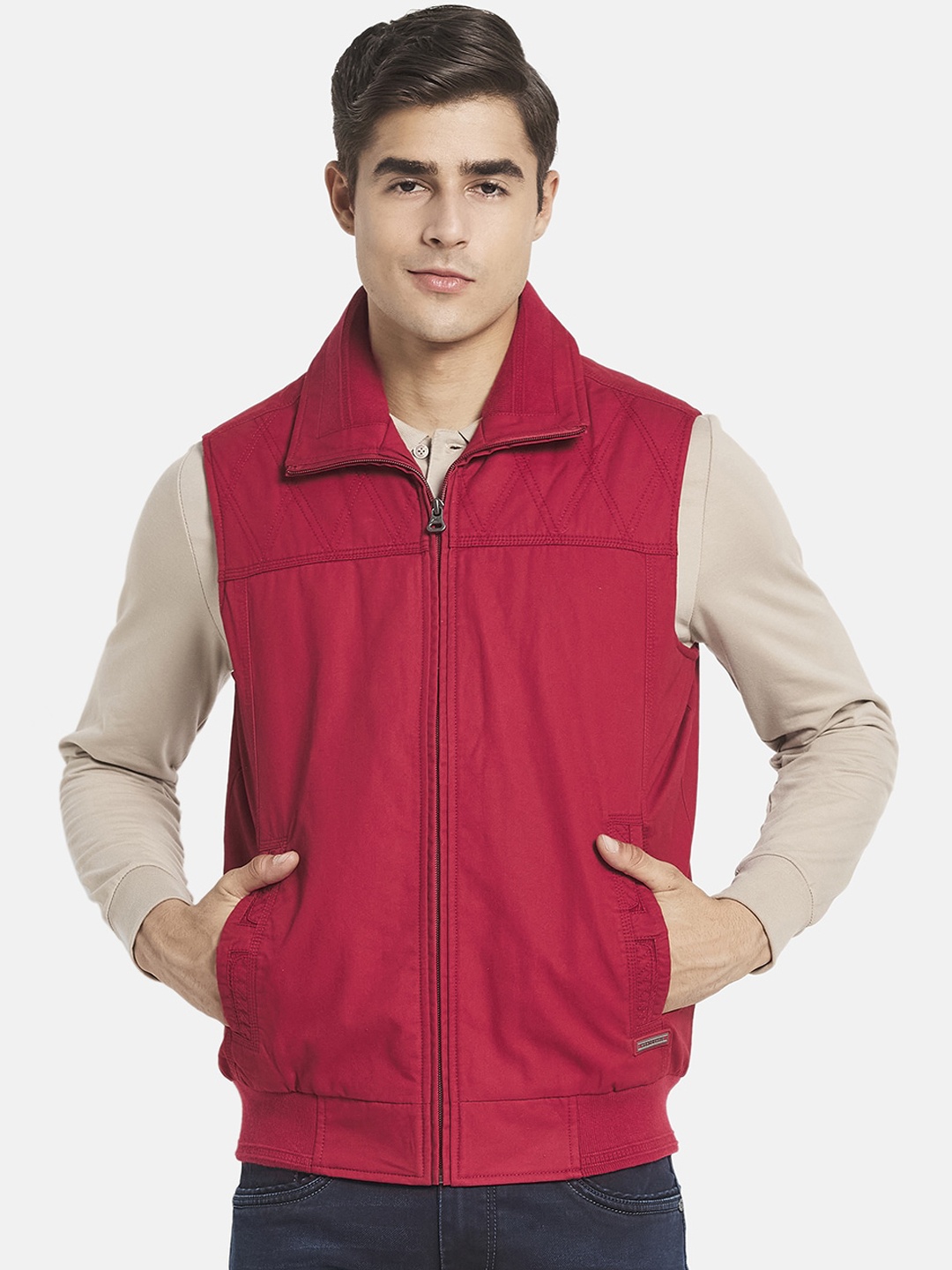 

Monte Carlo Men Maroon Solid Open Front Jacket