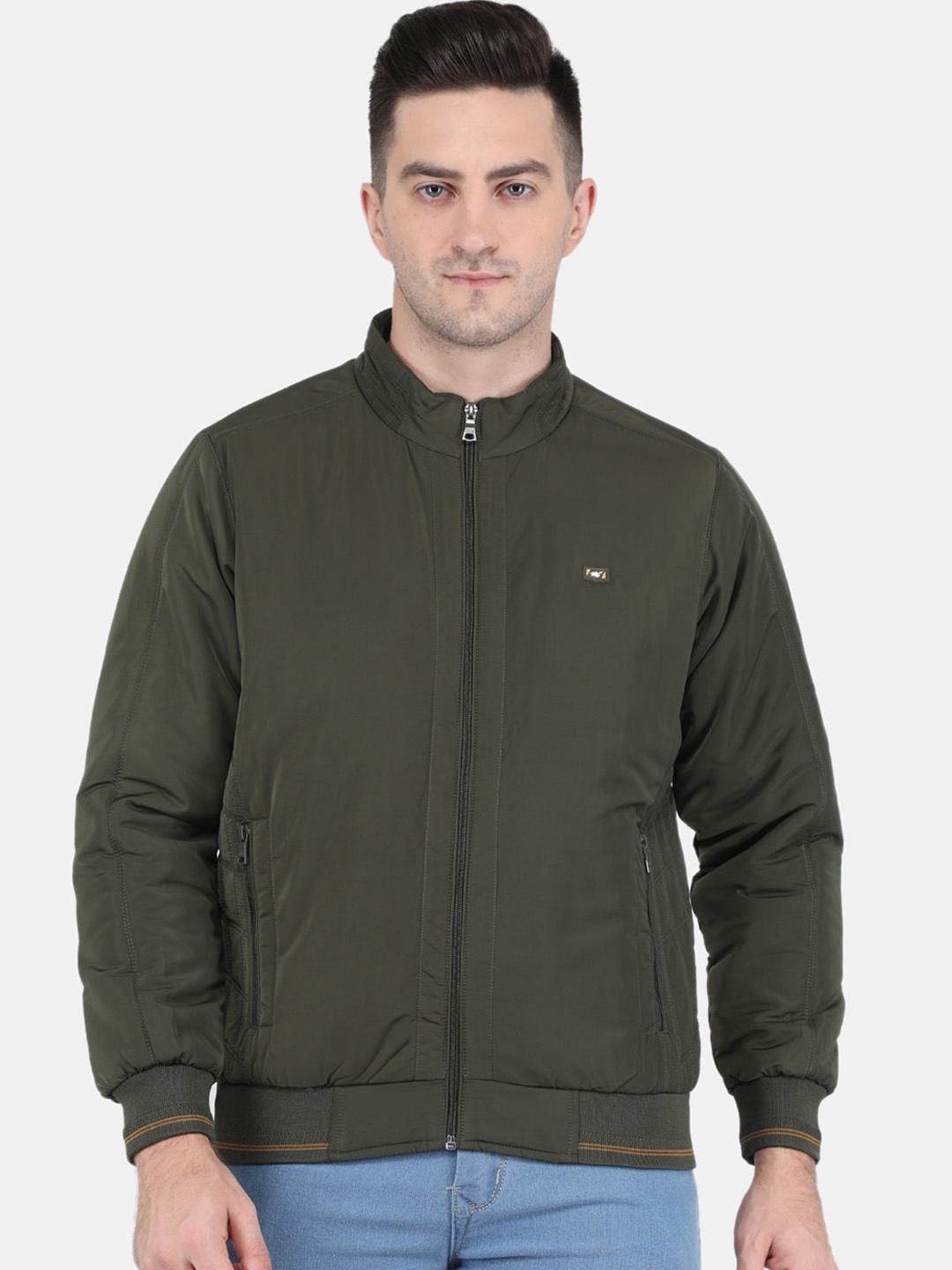 

Monte Carlo Men Olive Green Solid Bomber Jacket