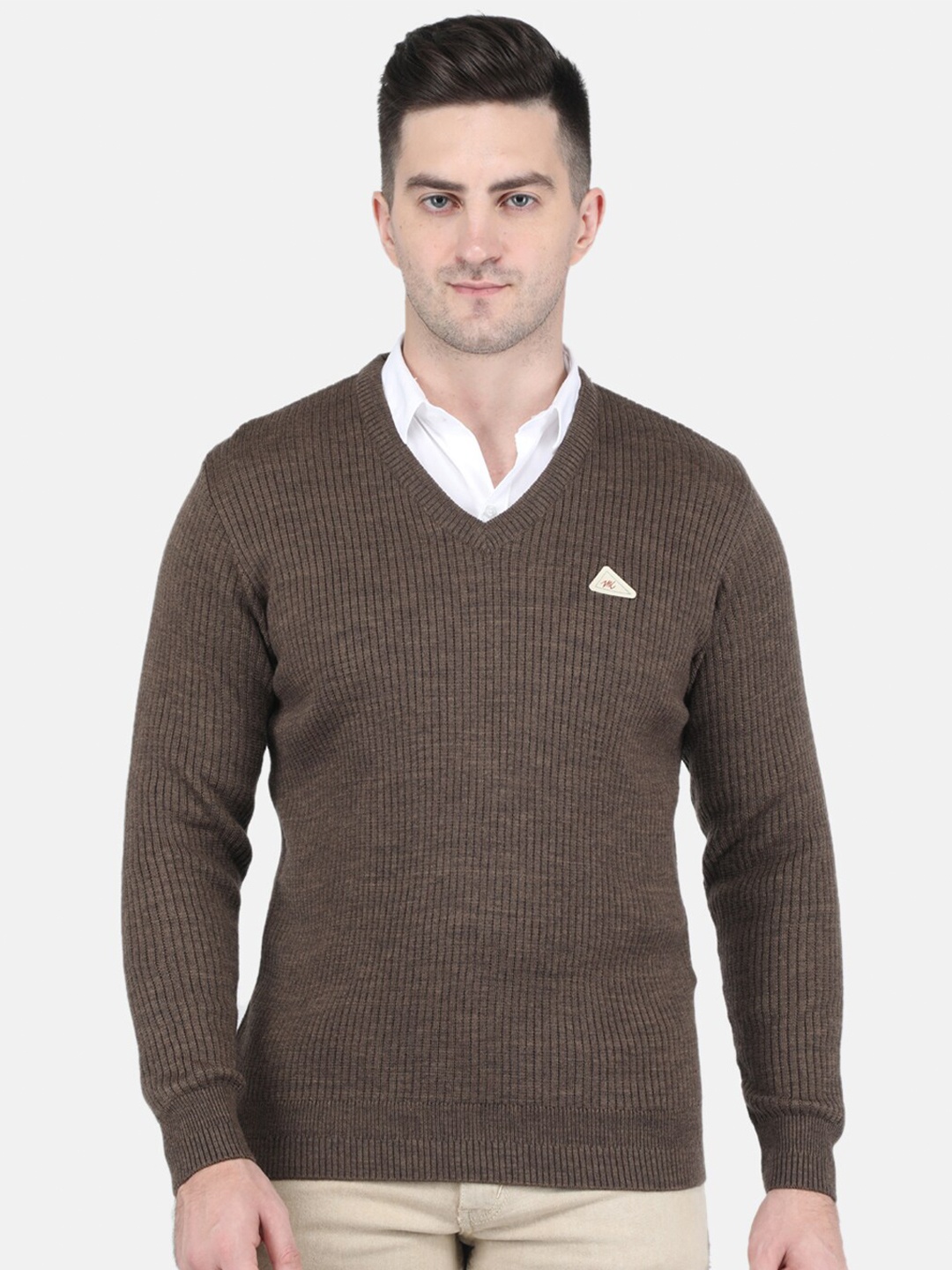 

Monte Carlo Men Brown Ribbed Pullover