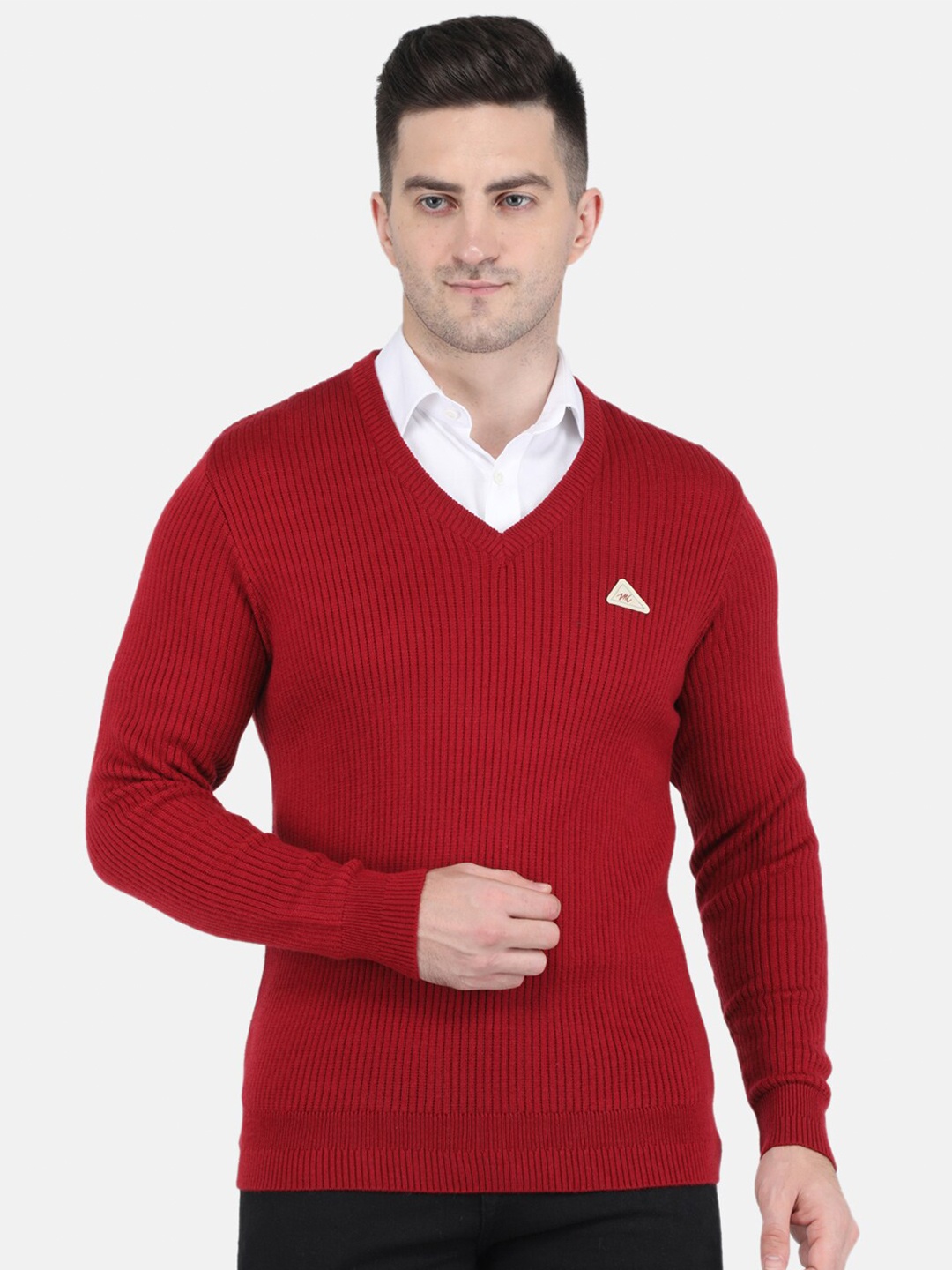 

Monte Carlo Men Red Ribbed Pullover