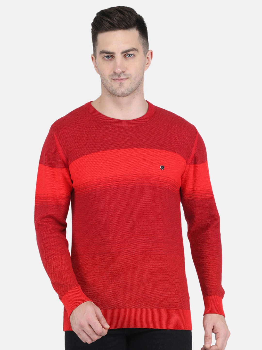 

Monte Carlo Men Colourblocked Pullover Sweater, Maroon