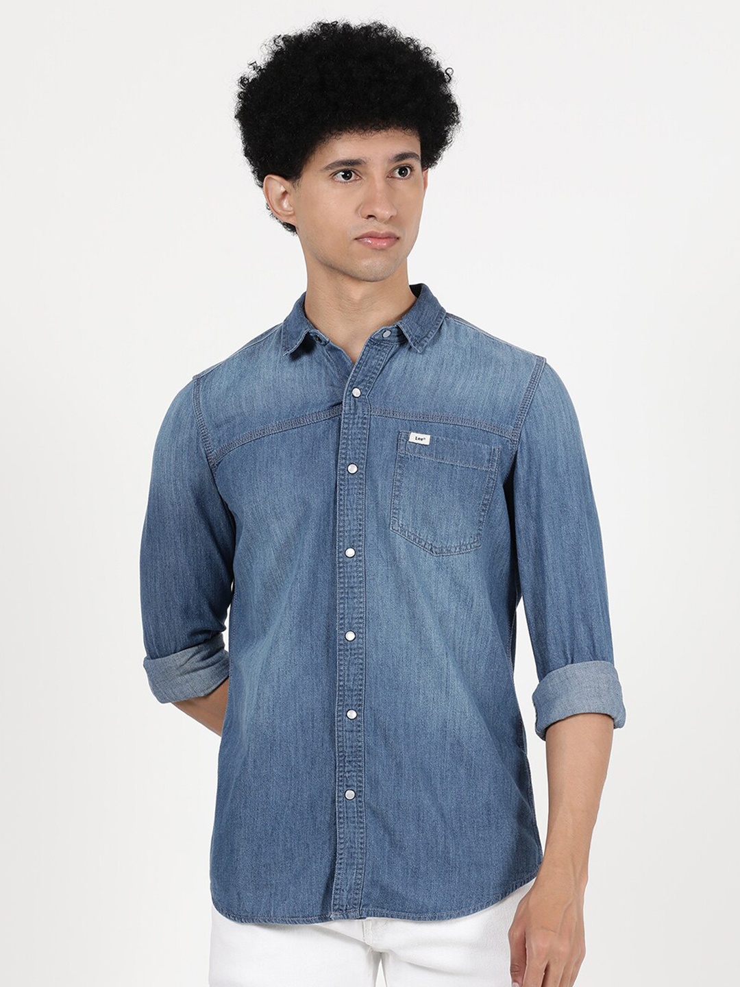

Lee Men Slim Fit Faded Casual Shirt, Blue