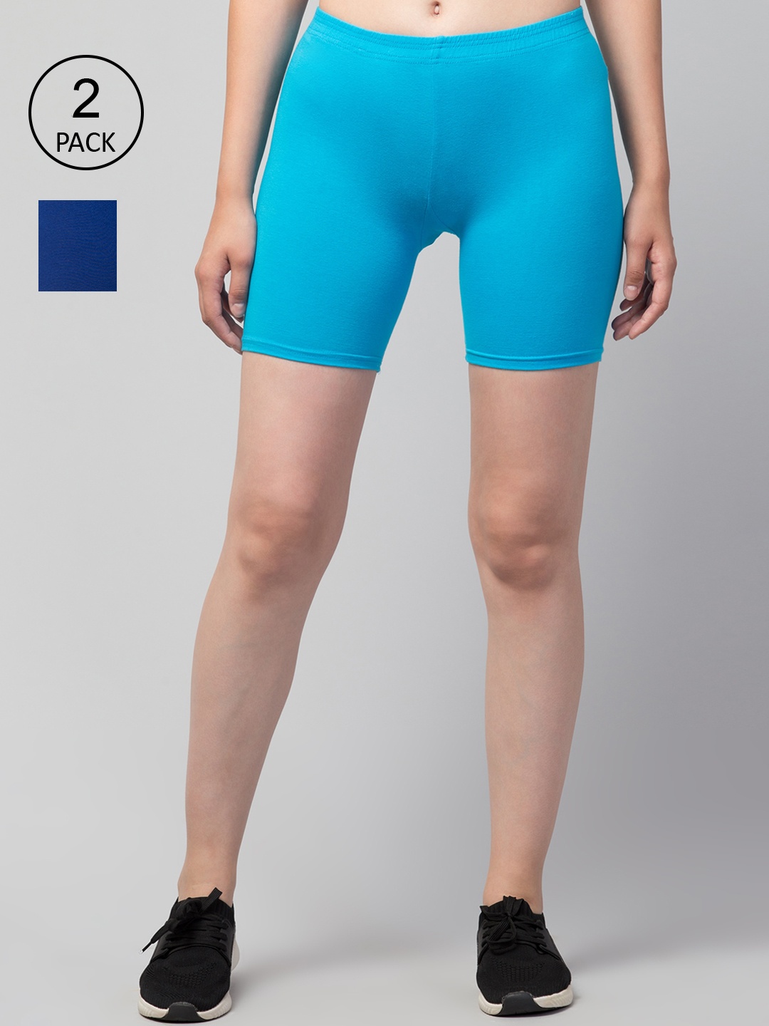 

Apraa & Parma Women Pack Of 2 Slim Fit Cycling Shorts, Navy blue