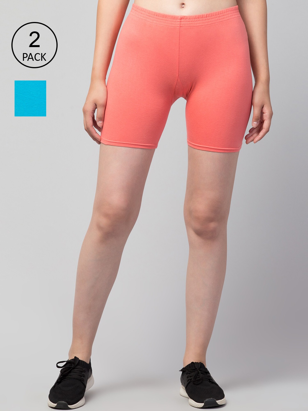 

Apraa & Parma Women Set of 2 Slim Fit Cycling Sports Shorts, Blue