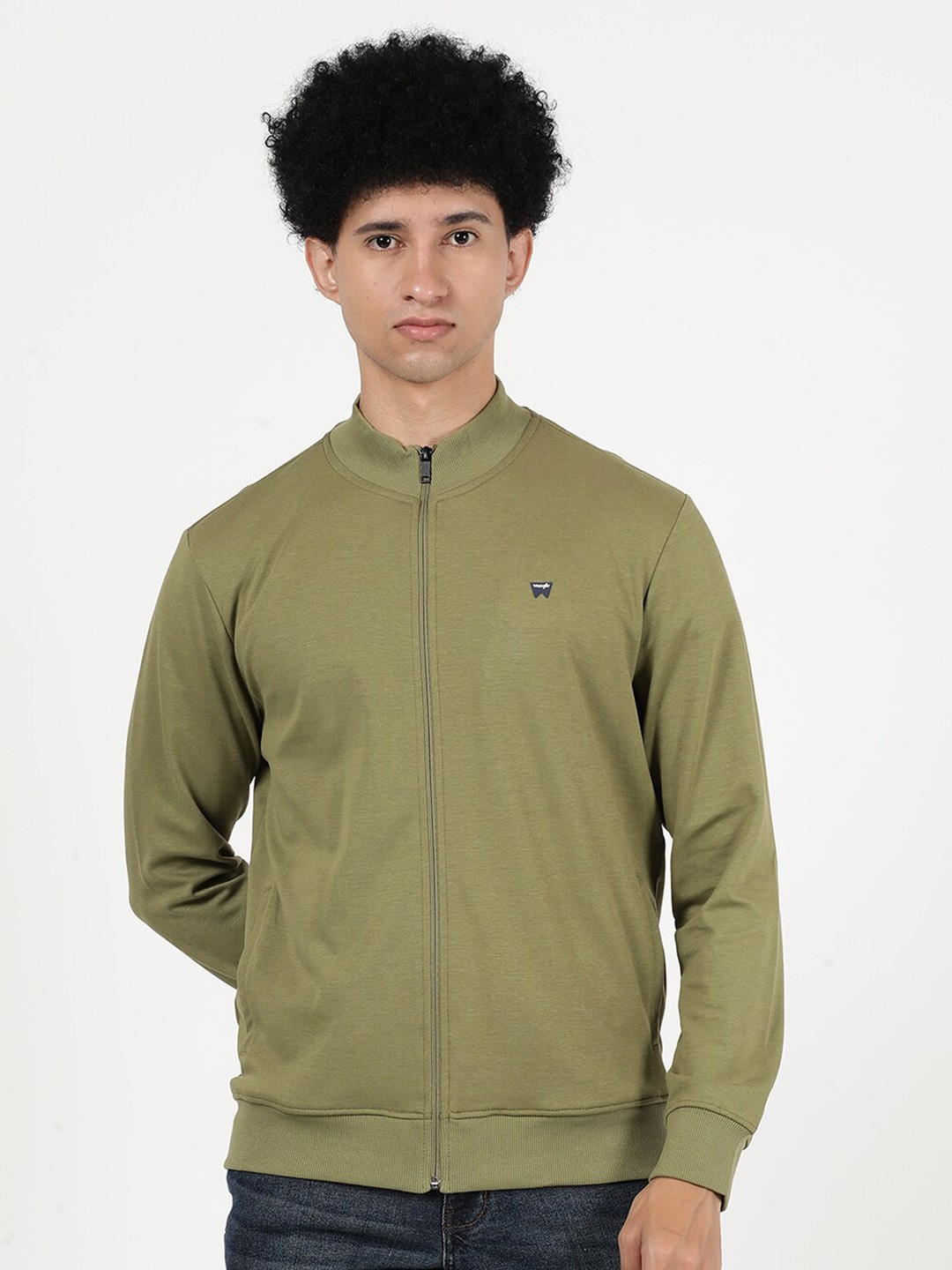 

Wrangler Men Olive Solid Sweatshirt