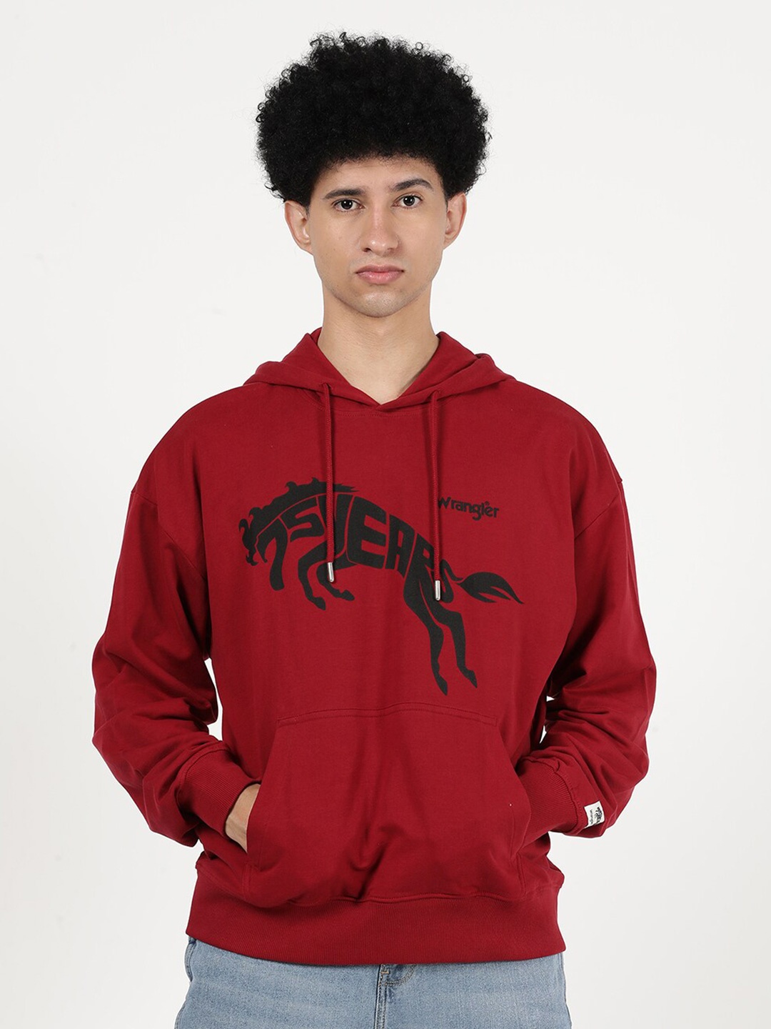 

Wrangler Men Red Printed Hooded Cotton Sweatshirt