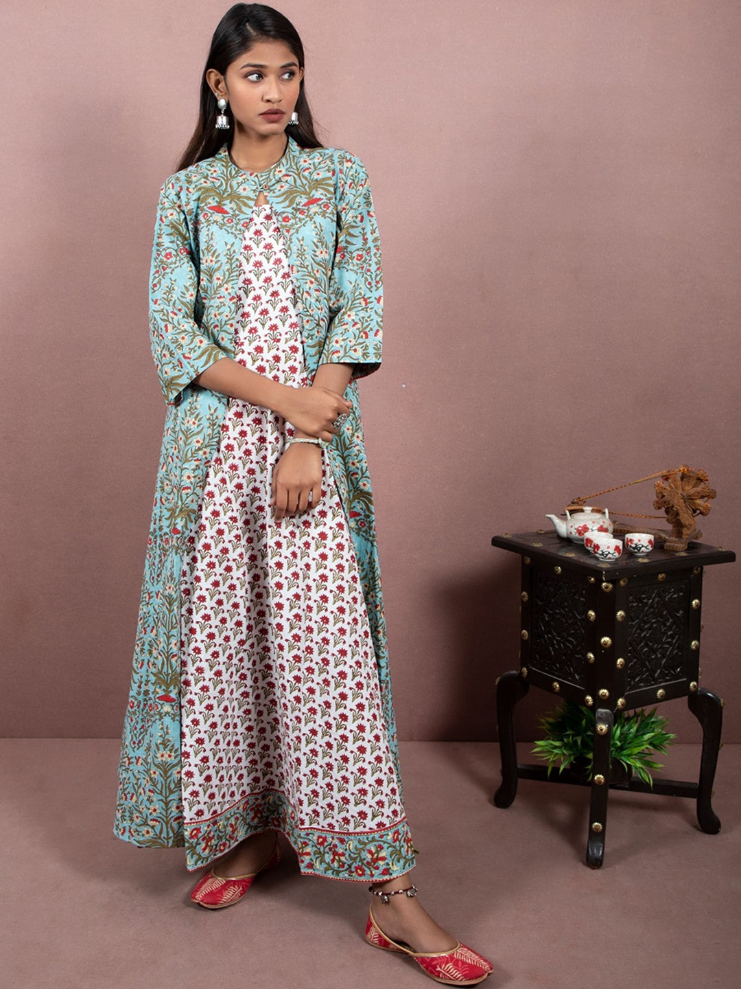 

Shuddhi Women Multicolored Printed Cotton Ethnic Dresses, Multi