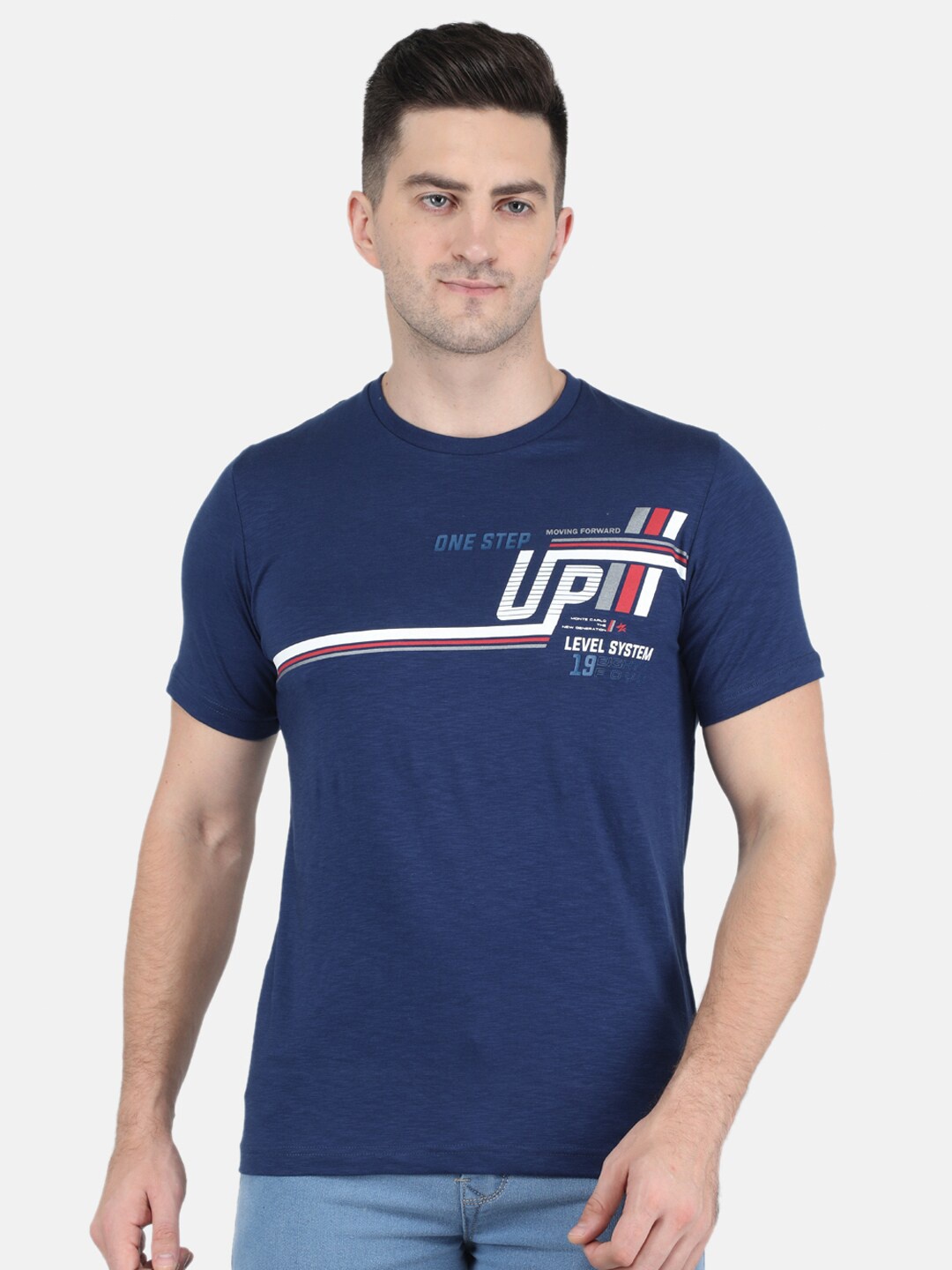 

Monte Carlo Men Navy Blue Typography Printed T-shirt