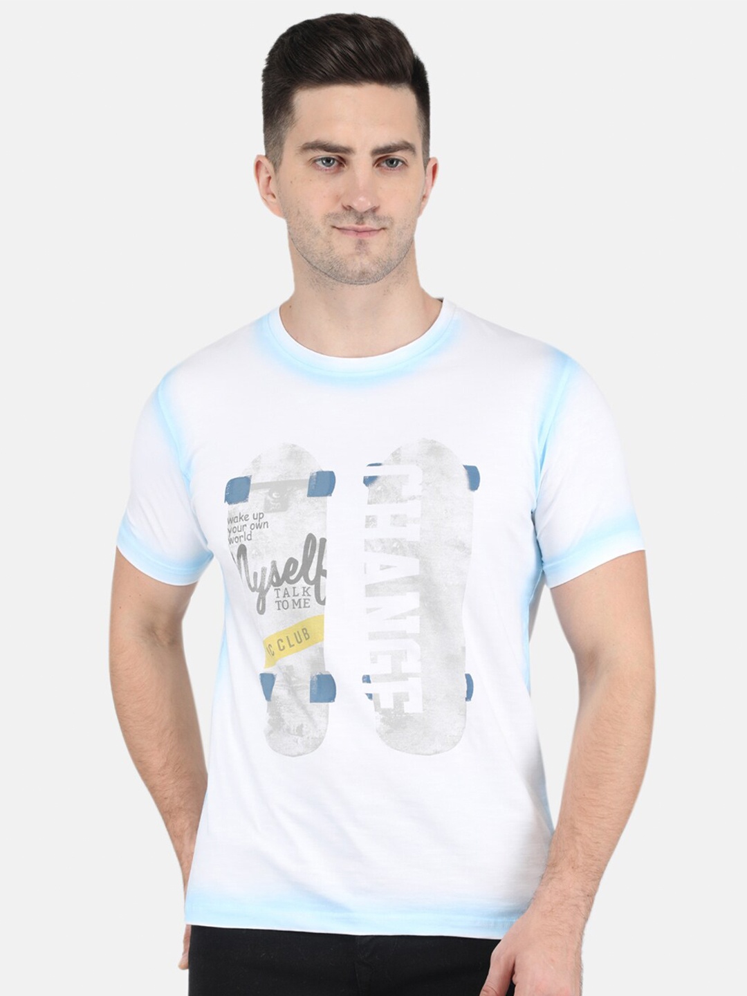 

Monte Carlo Men Cotton White Typography Printed T-shirt