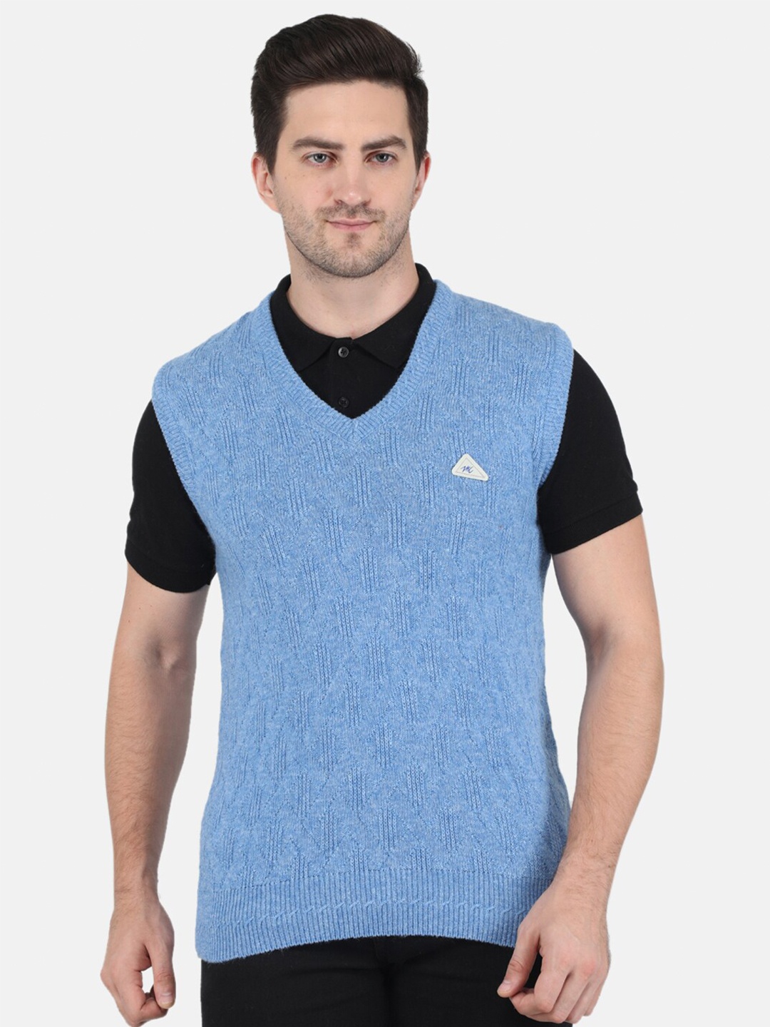 

Monte Carlo Men Blue Cable Knit Sweater Vest