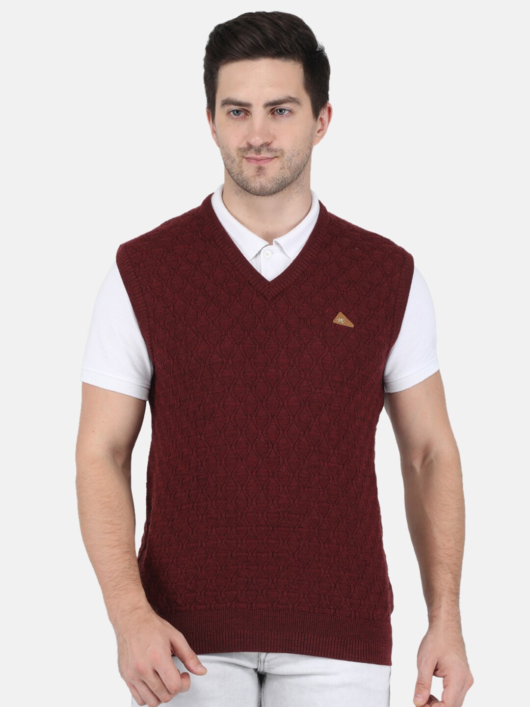 

Monte Carlo Men Maroon Cable Knit Sweater Vest