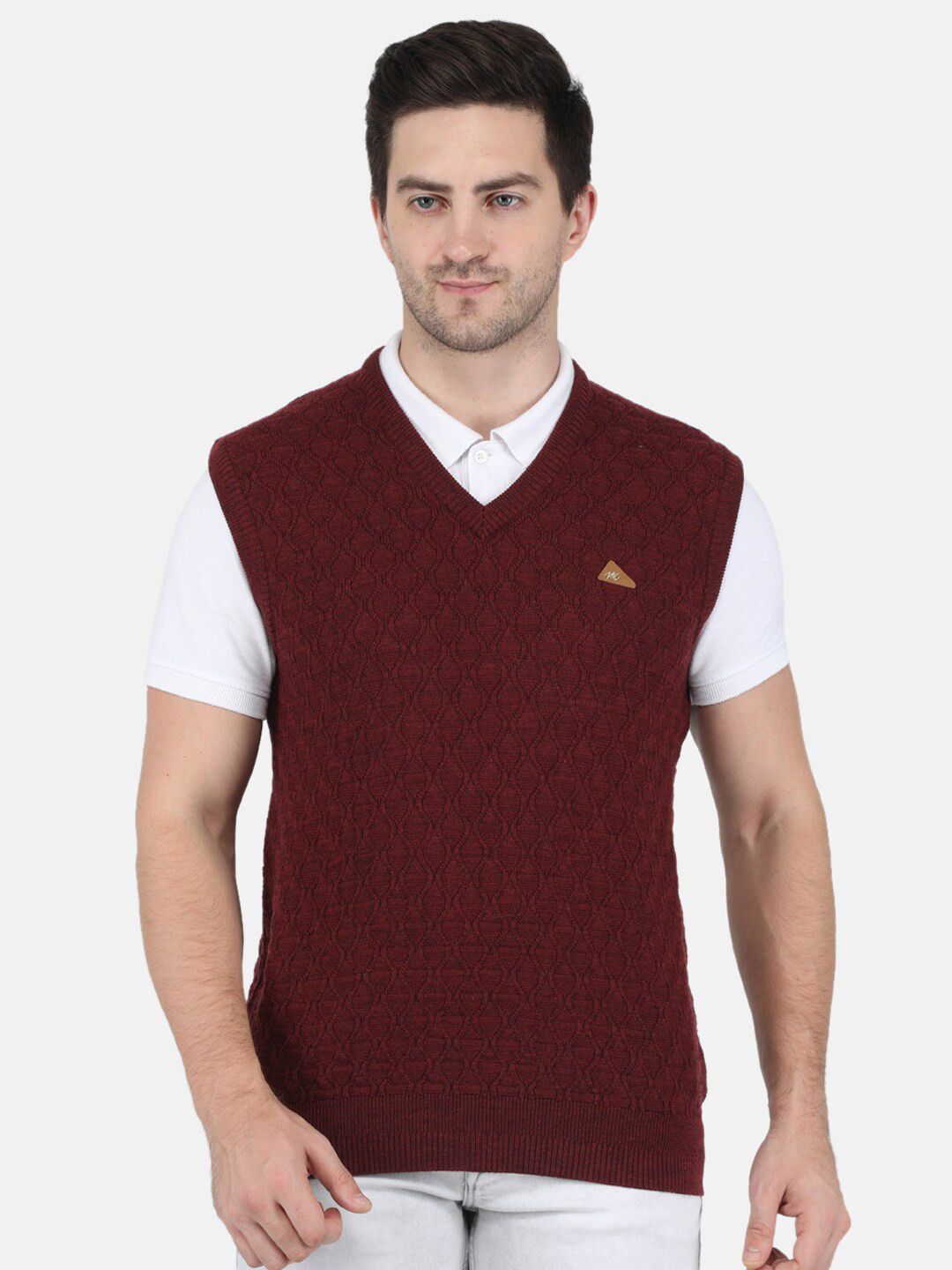 

Monte Carlo Men Maroon Cable Knit Sweater Vest